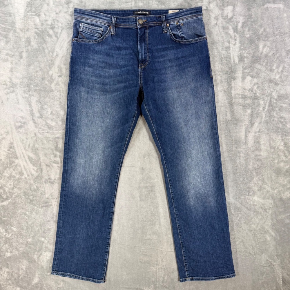 Mavi Matt Relaxed Straight Leg Jeans Men's Size 36x32 Blue Medium Wash